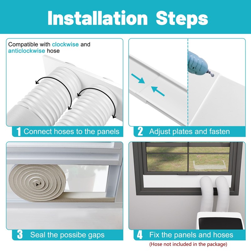 Chiligent Dual Hose Portable Air Conditioner Window Kit, 5.9" Diameter