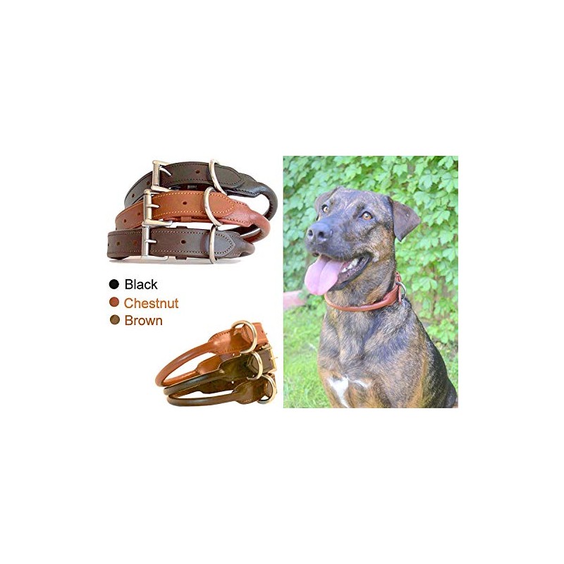 SIE Rolled Leather Dog Collars (Black, 10'')