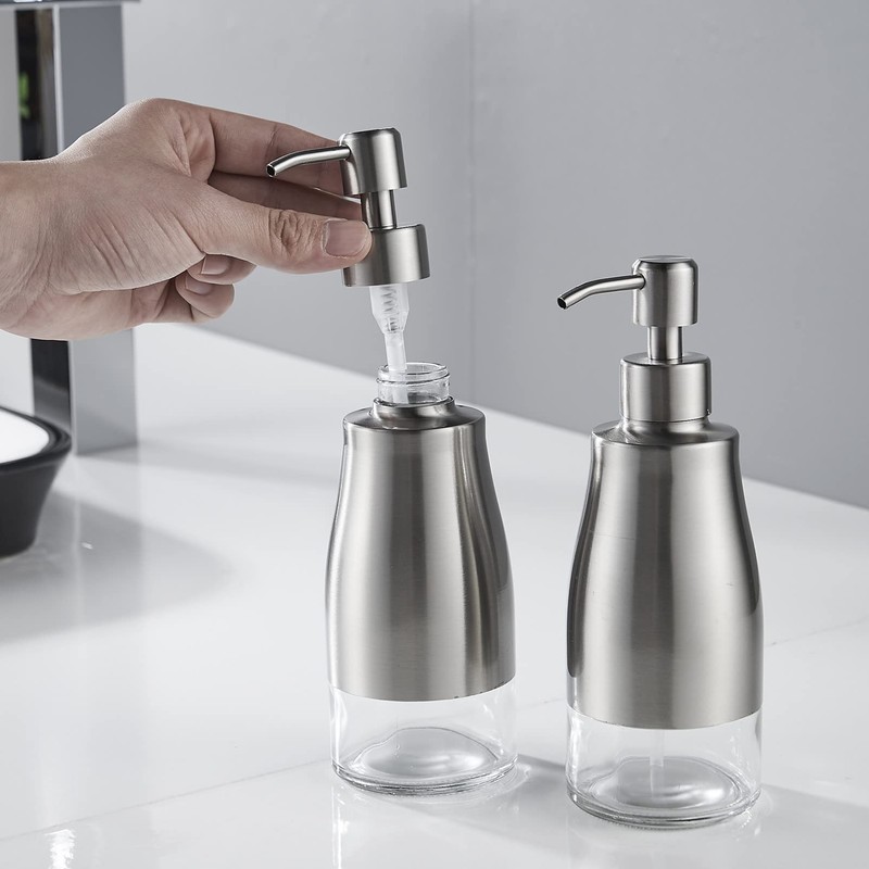 Gaussra 2 Pack Soap Dispenser with Coaster and Stickers, Stainless