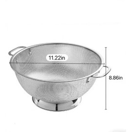 Nbippioiwip kitchen stainless steel filter,fruit basket,storage basket,large capacity with handle, rust proof durable thick filter pasta filter,3 Qt