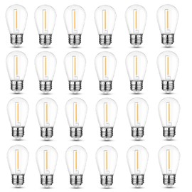 Mlambert 24 Pack LED String Light Bulbs,Shatterproof Outdoor String S14 Replacement Light Bulbs 2700K,Waterproof 1W Equal to 11W,Not Solar