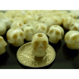 Skull Bead Natural White Pearl Rare High Detail Hand Carved 1.5mm Large Hole