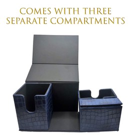 Grinning Gargoyle - Dragon Hide Kids Card Holder MTG Deck Box - Holds up to 192 Cards and 15 Dice - CCG Card Box - MTG Accessories with 3 Compartments - Trading Card Storage Box (Blue)