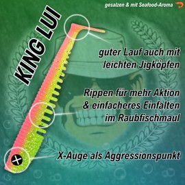 Monkey Lures King Lui - 7.5 cm, 10 cm, 12.5 cm, 14 cm - Big L Bait, Soft Bait, Zander Bait, Artificial Bait Fishing, Rubber Bait (Sexy Jane - Strong UV Active, 7.5 cm)