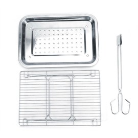 3Pcs/Set Stainless Steel Portable Folding Barbecue Grill BBQ Grilling Rack Tray Clip Set