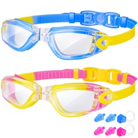 EasYoung Kids Swim Goggles, 2-Pack Swimming Goggles for Child Teens Boys Girls 4-16, Waterproof Swim Pool Goggles