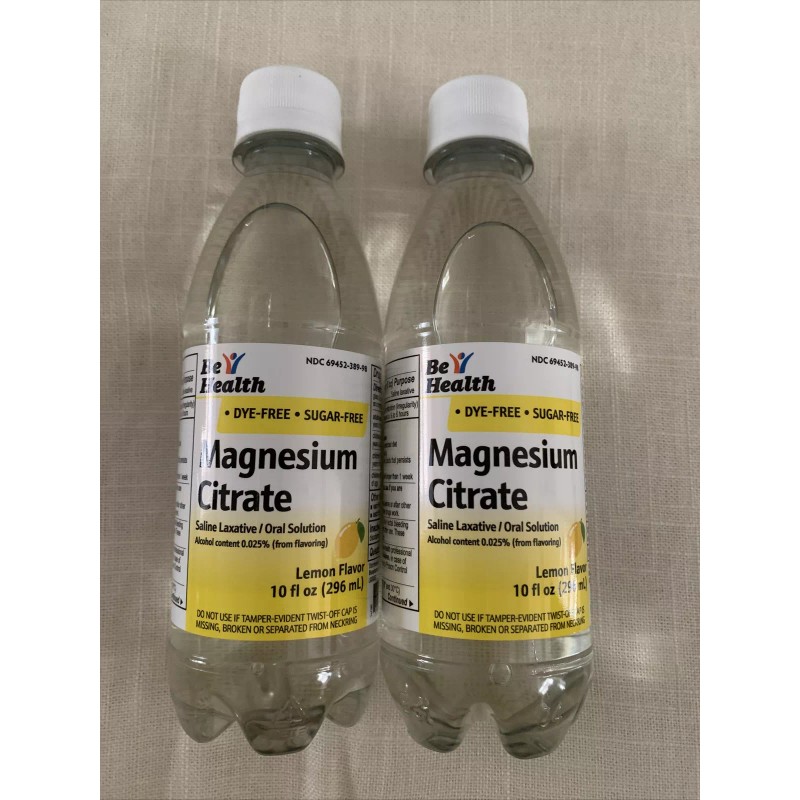 BE HEALTH 2-Pk Magnesium Citrate Oral Liquid Saline Laxative Lemon