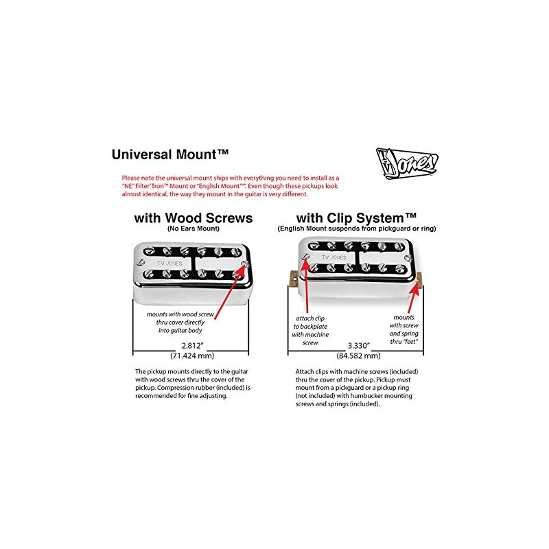 TV Jones FTN-UVCHM TV Classic Universal Mount Chrome Neck Pickup