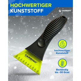 Carbigo Ice Scraper I Robust Car Ice Scraper I Compact Car Scratch with Reinforced Icebreaker Teeth I Windscreen Scraper Car Specially for Thick Ice Layers Without Scratching (Ice Scraper Plus)