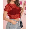 Womens Sheer Mesh Top Fishnet T Shirts Short Sleeve See