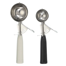 uxcell 2pcs Stainless Steel Ice Cream Scoop with Trigger, Cookie Scoop Set Kitchen Utensil for Ice Cream Cupcake Dough Black/Beige