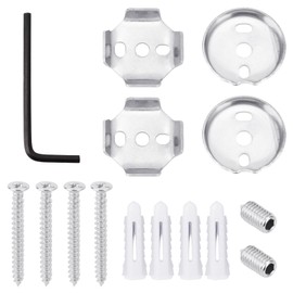 Towel Bar Replacement Parts Set, Stainless Steel Wall Mounted Towel Bar Mounting Hardware 1.37 Inch Square + 1.65 Inch Round Bases with Tightening Screws for Bathroom