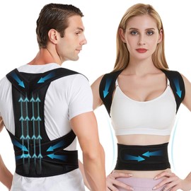 Back Brace Posture Corrector for Women and Men, Back Brace for Full Back Support Adjustable Shoulder Straightener for Improve Posture Soothing Upper and Lower Back Lumbar Neck Shoulder Black (S)