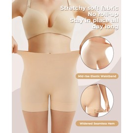 ZENUTA 3 Pack Slip Shorts for Women Under Dresses, Seamless Boyshorts Anti Chafing Shorts Smooth Summer (Mid Waist Nude-3pcs, M