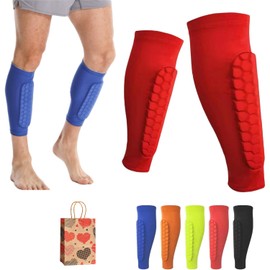 Lyyxjsltd Shin Guards for Soccer, Lightweight Shin Pads for Kids Youth & Adult - Football Shin Defender Protective Gear (Red, S(Age 11-13))