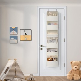 GRANNY SAYS Over The Door Organizer, 6-Shelf Detachable Behind the Door Storage with 8 Pockets, Waterproof Anti Tilt 40lb Large Capacity Hanging Organizer for Nursery, Kids Room, Bedroom, Beige