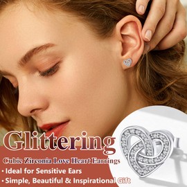 Silvora S925 Silver Women's Earrings Infinity Tree of Life Celtic Knot Cubic Zirconia Earrings Women's Stud Earrings Silver A Variety of Styles for Your Choice, Sterling Silver