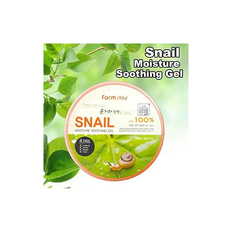 FARMSTAY Moisture Soothing Gel Snail 10.14 oz. /300ml Hydrates &