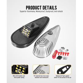 Partsam 5pcs Front Rear Smoke Lens Teardrop Cab Light 9LED Amber Cab Marker Light Top Clearance Roof Running Light with Wiring Pack for Trucks, Vans, Pickups, semis and RVs