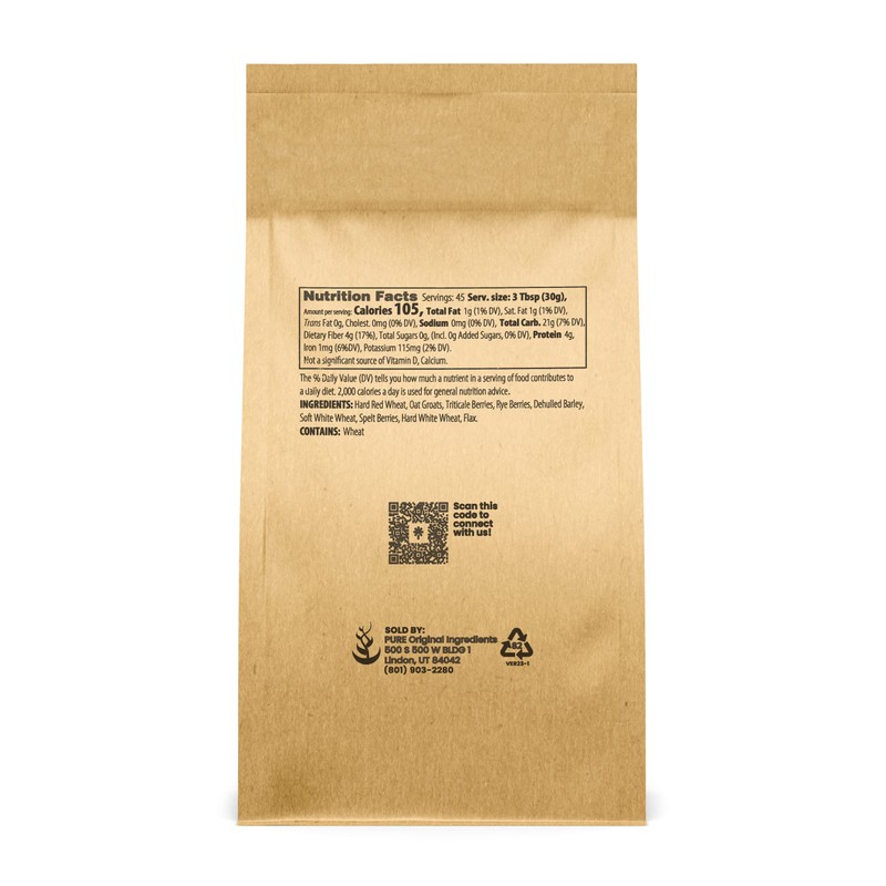 Pure Original Ingredients 9 Grain Flour (3 lb), Bread, Dough,
