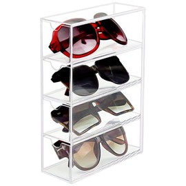 AOTOPYU Glasses Storage Box, Makeup Organizer, Makeup Organiser, Makeup Organiser, Transparent 4 Compartments, Acrylic, Glasses Holder