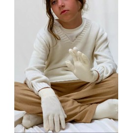 Body4Real Organic Cotton Kids Gloves 100% Chemical and Dye Free Pure Soft White Large