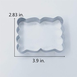 LILIAO Rectangle Plaque Cookie Cutter Frame Sandwich Fondant Biscuit Cutter - 3.9 x 2.9 inches - Stainless Steel