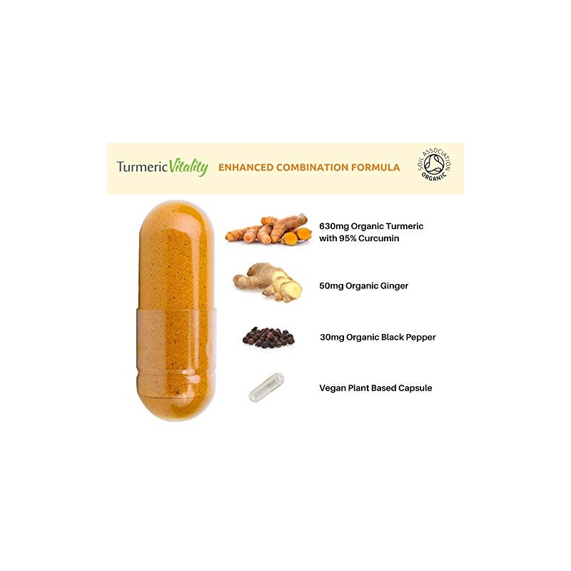 Organic Turmeric Curcumin Capsules Triple Strength with 95% Curcumin -