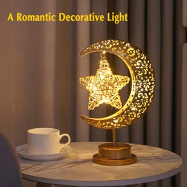 Moon Lamp, Enchanted Moon Light, Lamp for Bedroom, Kids Night Lights for Bedroom, Crescent Moon Lamp, Moon Star Night Light, Battery Operated Table Lamp Room Decor, Christmas Decor Christmas Gifts