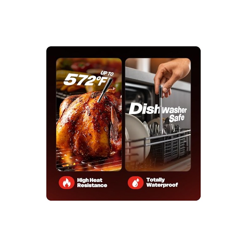 Termómetro digital inalámbrico inteligente Bluetooth para carne, 6 sensores de