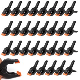Sqxaldm Pack of 30 Spring Clamps 2 Inch Nylon Spring Clamps Retaining Clips Clamping Clamps One-Handed Clamp Plastic Clamping Clamps for Woodworking for DIY Projects, Photo Studios, Photo Background