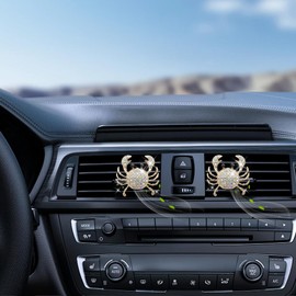 ORIESSE Crab Car Decor,Cute Beach Coastal Car Vent Clips,2pcs Bling Crab Car Air Freshener,Ocean Themed Decoration Accessories for Women,Refillable Aroma Diffuser