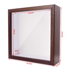 3D Shadow Box 8.8x8.8"(22.5x22.5 x6.5cm) Picture Frame Wooden Deep Box Square Deep Display Box for Medal,Flower,Crafts Display (walnut)