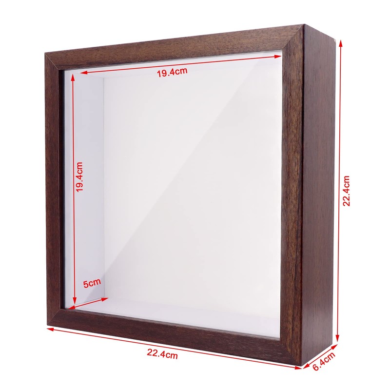 3D Shadow Box 8.8x8.8"(22.5x22.5 x6.5cm) Picture Frame Wooden Deep Box