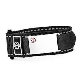 StickyJ Sport Strap Medical Alert Bracelets (Large, Black)
