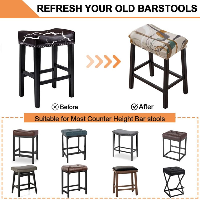 Bifaunvogel Bar Stool Cover Rectangle Set of 2 Printed Stretch