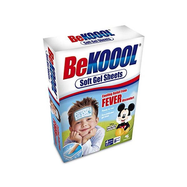 Be Koool Fever Soft Gel Sheets For Kids, Immediate Cooling Relief from Fever Discomfort, 12 Sheets