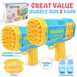 Bubble Machine Gun, 40 Holes Bubbles Gun Kids Toys for Boys Girls,Summer Outdoor Toy Birthday Wedding Party Favors Gifts:_Blue-2Pack