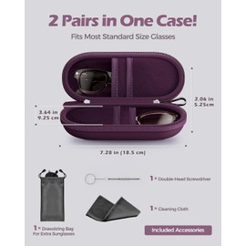 ProCase Estuche para Gafas de Sol, Caja Organizador Portable Duradero Resistente a Electrochocos Sunglasses Case Unisexo Guarda Porta 2 Pares de Gafas Uso Diaro