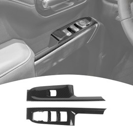 PDKLIN - Cubierta de panel de interruptor de ventana eléctrica para puerta delantera Silverado para Chevy Silverado 2019-2021 para GMC Sierra 2019-2022, accesorios interiores de fibra de carbono, 2