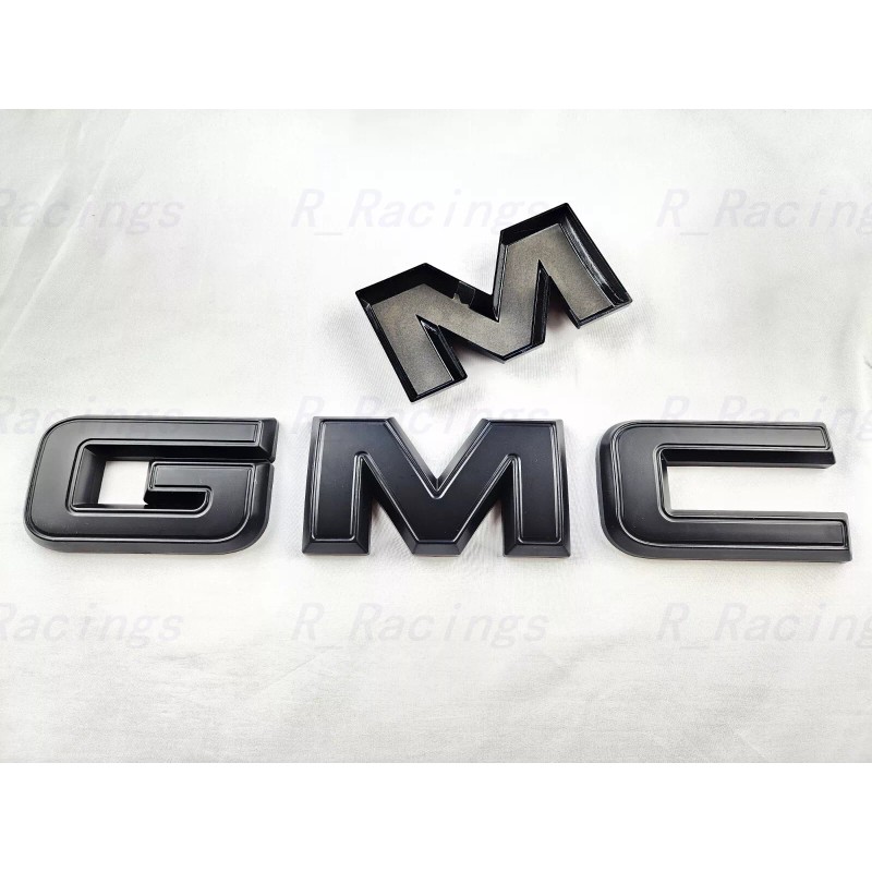 Auto Front & Rear GMC Matte Black OVERLAY Emblem Badge