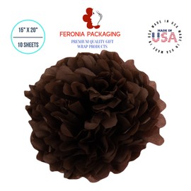 Chocolate Tissue Paper Squares, Bulk 10 Sheets, Premium Gift Wrap and Art Supplies for Birthdays, Holidays, or Presents by Feronia packaging, Large 15 Inch x 20 Inch Made in USA