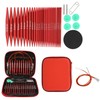Juego de 26 agujas circulares intercambiables para tejer, color rojo