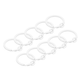 Sourcing Map 10Pcs Metal Split Keychain Rings, Round Flat Key Holder with Open Jump Ring, White