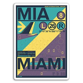 2 x 10cm Miami Airport Vinyl Stickers - Florida Sticker Laptop Luggage #17149 (10cm Tall)