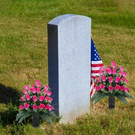 Lacinda Artificial Flowers for Cemetery, 2 Sets 48 Heads Artificial Rose Bouquet Grave Flowers for Cemetery Flower Arrangement with Vase Silk Memorial Spring Flowers for Headstone Decor Outdoor (Pink)