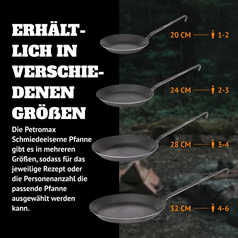 Petromax wrought iron pans, sp20, sp24, sp28, sp32