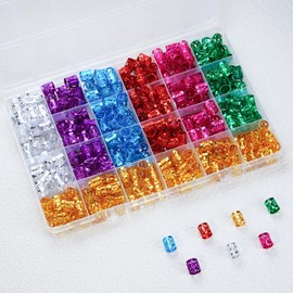 PARXITN 400 Pieces Premium Dreadlocks Beads Set Hair Accessories, Aluminium Dreadlocks Beads for Dreadlocks Braiding Hairstyles, Adjustable Metal Cuffs, Hair Rings Hair Accessories, 7 Colours Mixed