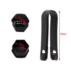 QitinDasen 20 Pieces 17 mm Car Wheel Nut Covers, Universal Car Hub Screw Cap, Hexagonal Tire Nut Cover with Removal Tool (Black)