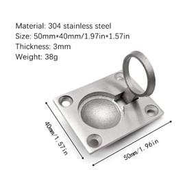 Hsthe Sea Pack of 2 Embedded Pull Ring Handle Hidden Handle of Cabinet Boat Deck Lifting Ring Floor Lifter Stainless Steel Door Knobs Sea Yacht Drawer Door Fittings, 50 x 40 mm